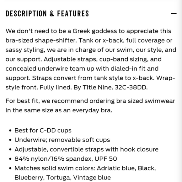 Title Nine Metis Underwire Tankini Top - Picture 14 of 14